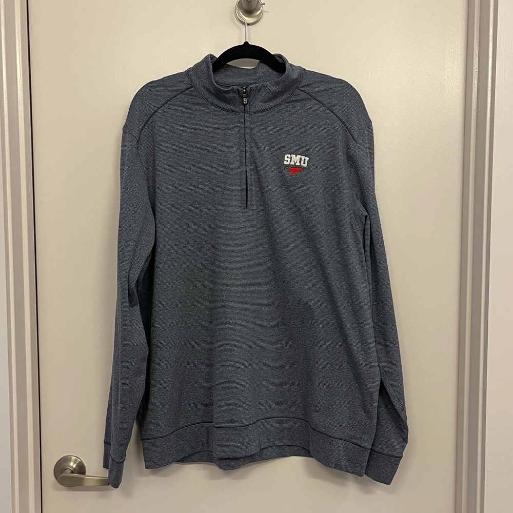 Men’s SMU Quarter Zip, Grey, XL